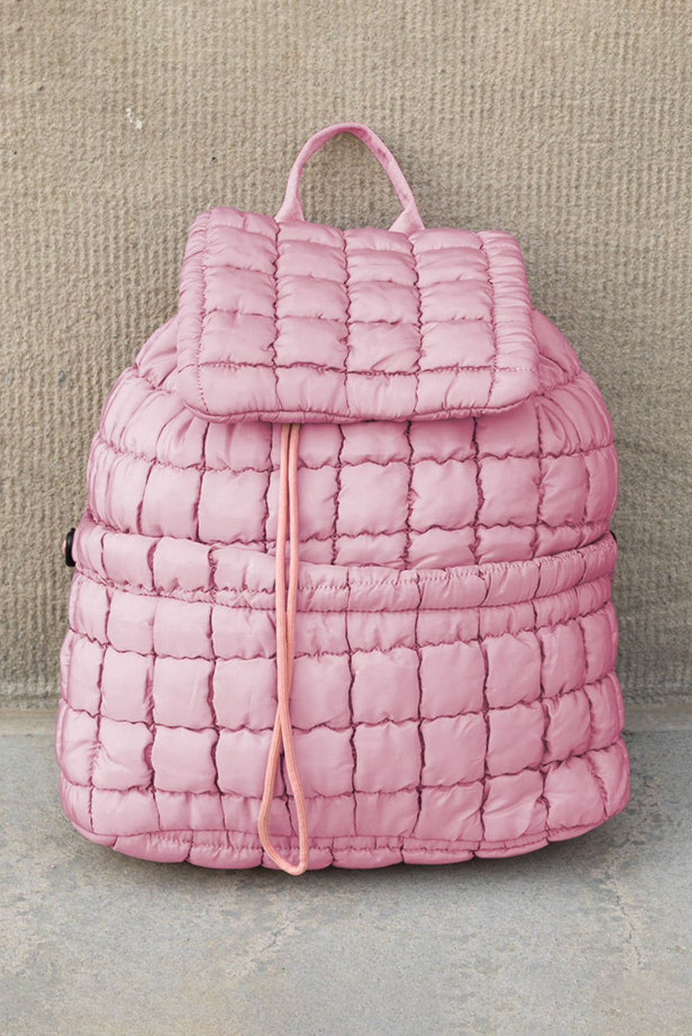 White Solid Flapped Quilted Puffer Backpack