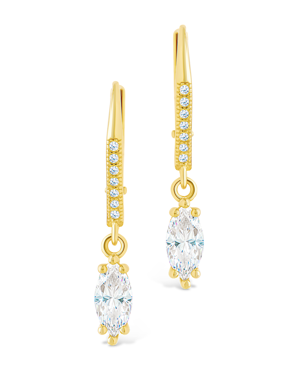 Sterling Silver Allegra Marquise Cut CZ French Clip Earrings