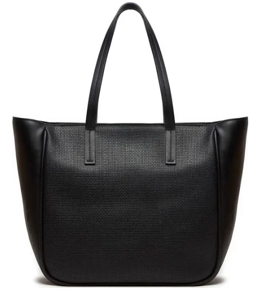 Black Synthetic Leather Handbag