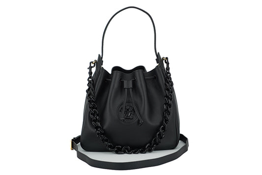 Versace Black Calf leather Hobo Shoulder and Handbag