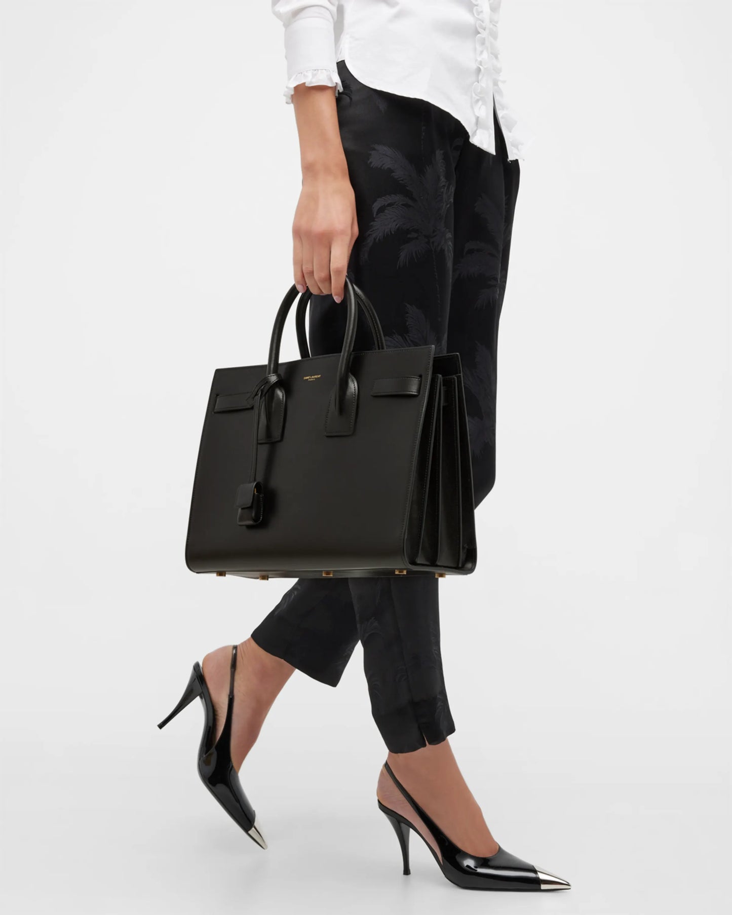 SAINT LAURENT Sac De Jour Small Top-Handle Bag in Smooth Leather