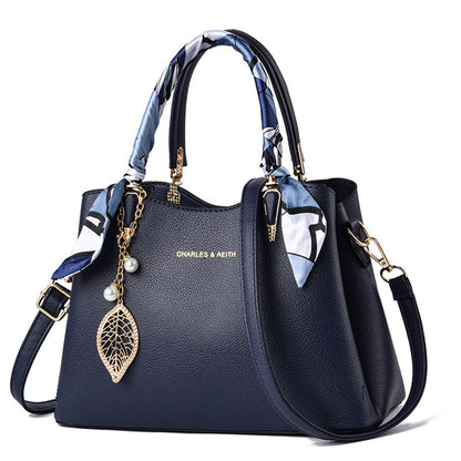 Women's Shoulder Bag With Leaf Pendant Fashion Silk Scarf Handbag (See size chart where applicable)