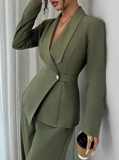 One Button Blazer and Pants Set