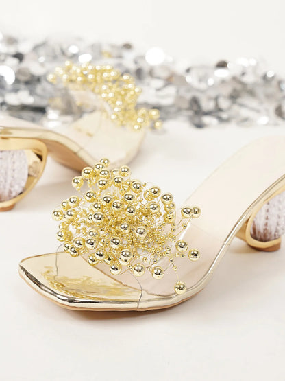 Pearl Embellished Clear Strap Sandals