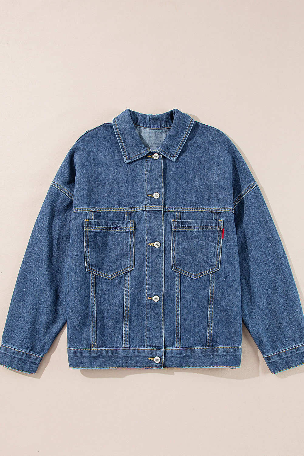 Light Blue Washed Oversized Pocketed Denim Jacket