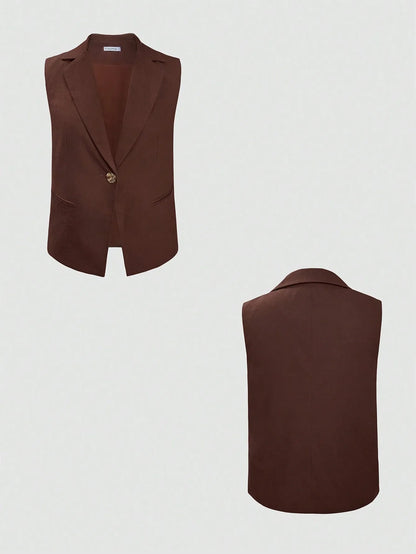 Sleeveless Blazer and Wide Leg Pants Set