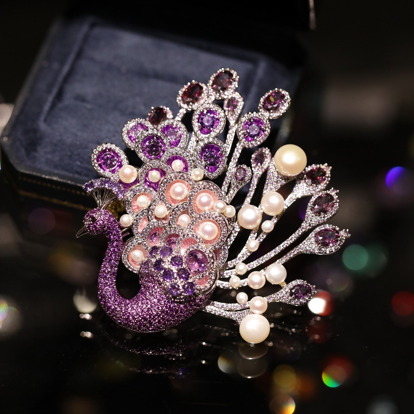 Alloy Freshwater Pearl Peacock Brooch