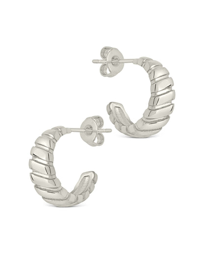 Ribbed Textured Huggie Hoop Earrings