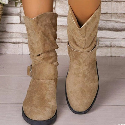 Round Toe Block Heels Boots