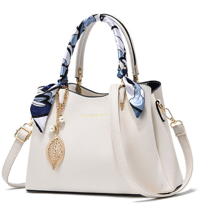 Women's Shoulder Bag With Leaf Pendant Fashion Silk Scarf Handbag (See size chart where applicable)