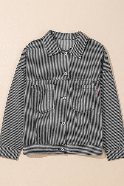 Light Blue Washed Oversized Pocketed Denim Jacket