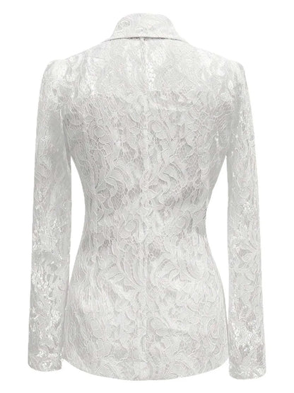 Floral Pattern Lace Single-Breasted Blazer
