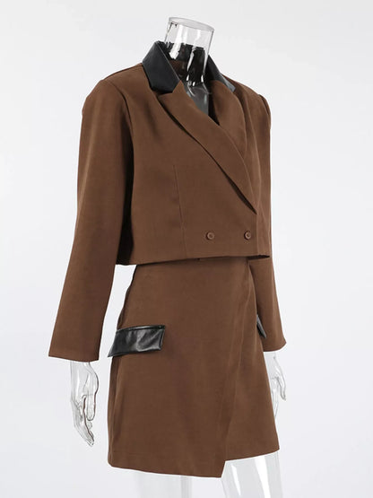 Double-Breasted Blazer & Asymmetrical Skirt Set
