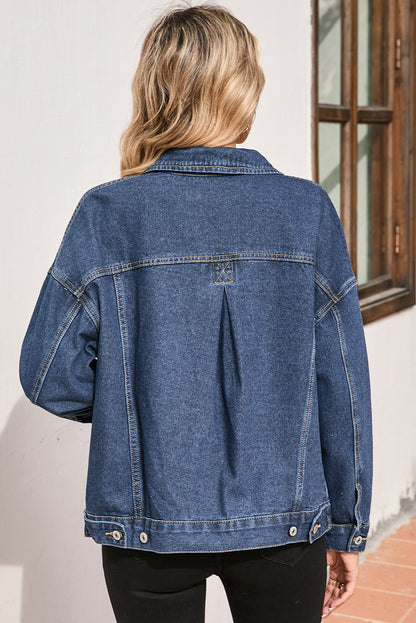 Light Blue Washed Oversized Pocketed Denim Jacket