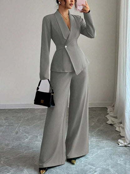 One Button Blazer and Pants Set