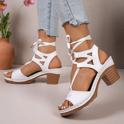 Lace-Up Block Heel Sandals