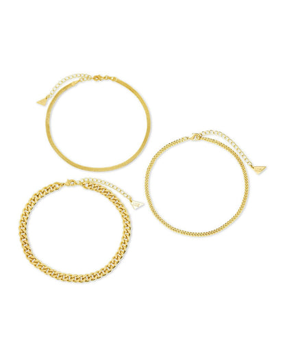 Adalina Three Chain Anklet Set