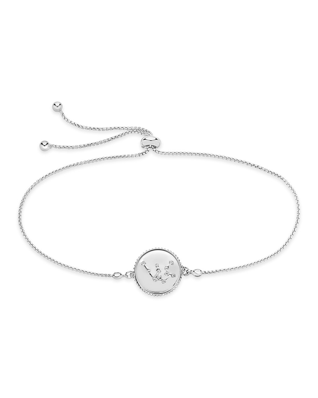 Sterling Silver CZ Constellation Disk Bolo Bracelet