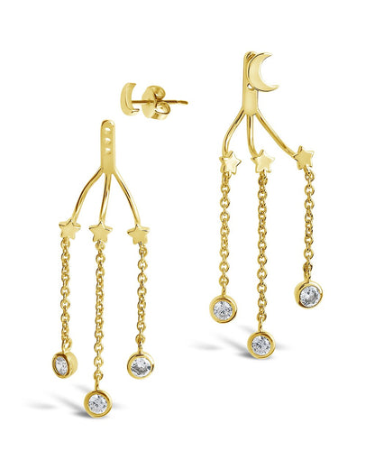 CZ Moon & Star Jacket Earrings