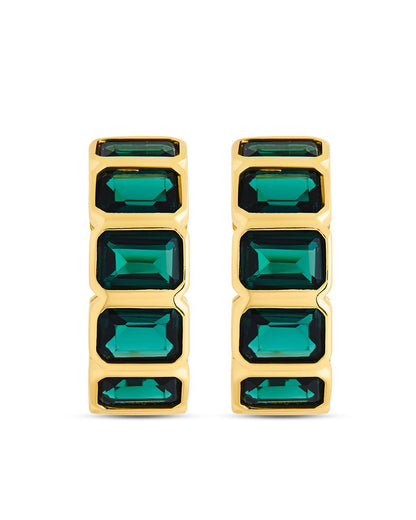 Nyssa Bezel CZ Station Hoop Earrings