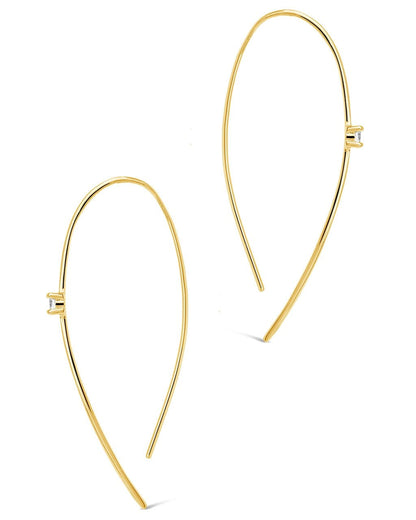 Sterling Silver CZ Studded Threader Earrings