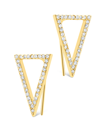 Sterling Silver Janine CZ Geometric Crawler Earrings