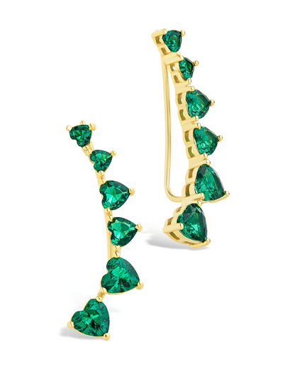 Sterling Silver Jillian CZ Heart Crawler Studs
