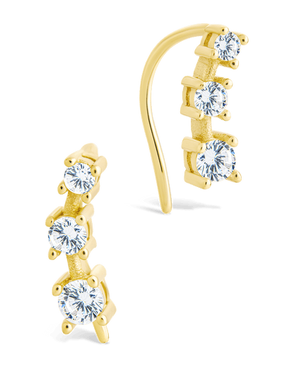 Sterling Silver Round Cut Mini Ear Crawlers