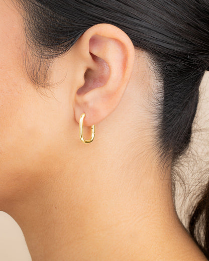 Sterling Silver Rectangle Huggie Hoop Earrings