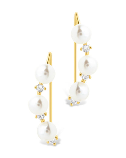 Sterling Silver Siena CZ & Pearl Threader Earrings