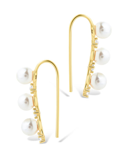 Sterling Silver Siena CZ & Pearl Threader Earrings