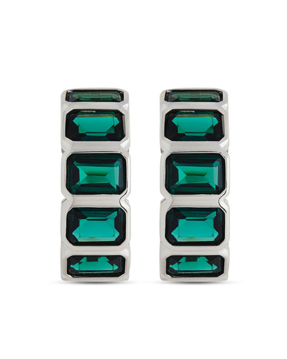 Nyssa Bezel CZ Station Hoop Earrings
