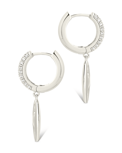 Bliss CZ Anchor Chain Micro Hoop Earrings