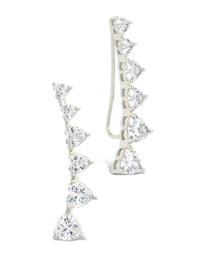 Sterling Silver Jillian CZ Heart Crawler Studs