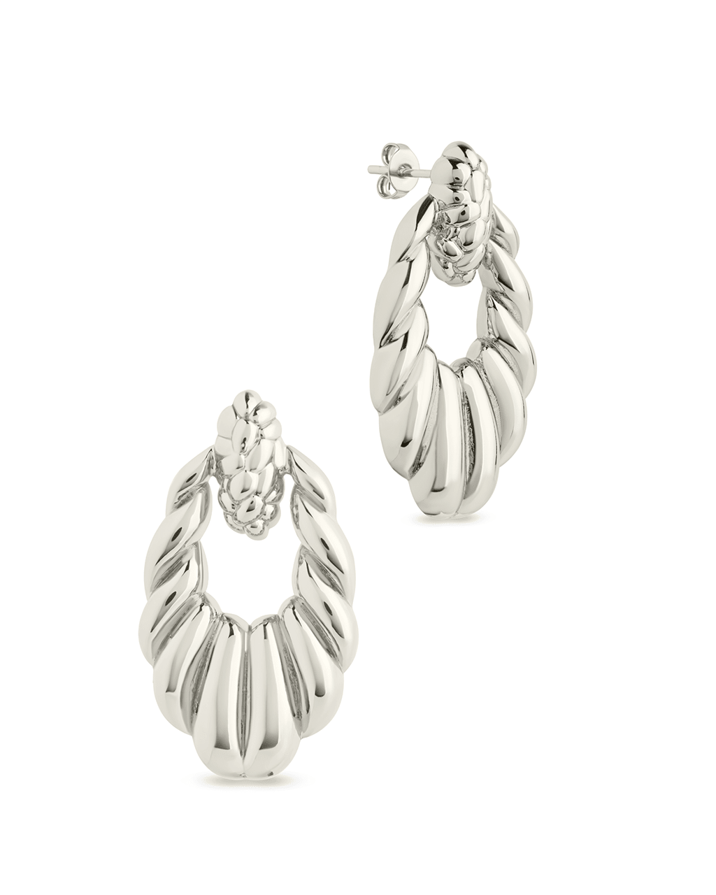 Enid Textured Door Knocker Stud Earrings