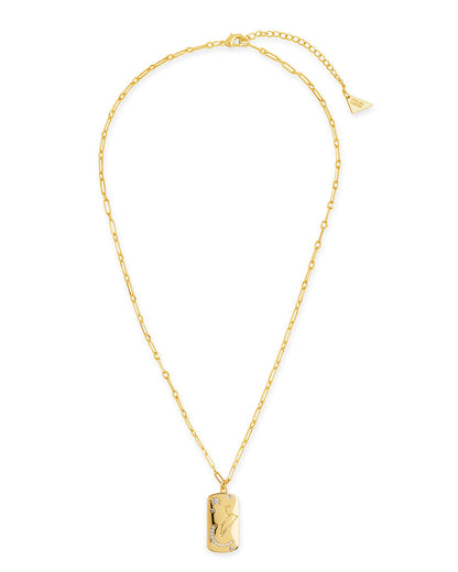 CZ Constellation Dog Tag Pendant Necklace