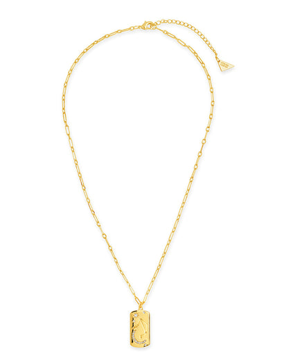 CZ Constellation Dog Tag Pendant Necklace