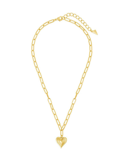 Paperclip Beating Heart Pendant Necklace