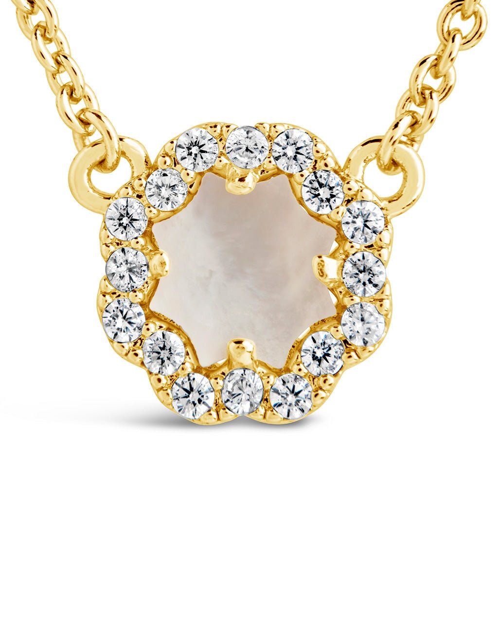 CZ Bezel Rose Petal Pendant Necklace