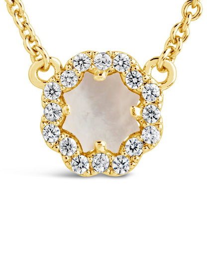 CZ Bezel Rose Petal Pendant Necklace