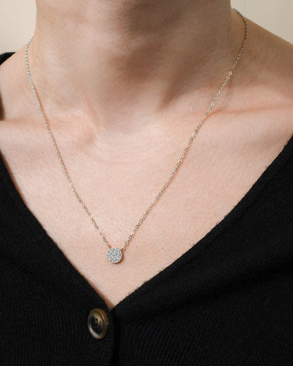 Sterling Silver CZ Disc Pendant
