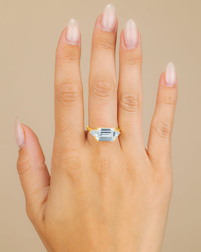 Sterling Silver Emerald & Trillion Ring