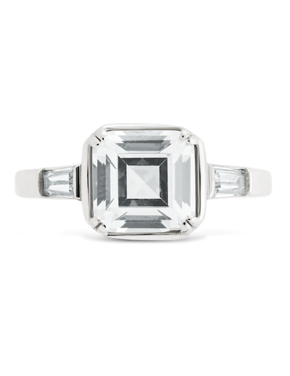 Sterling Silver Asscher Baguette Ring