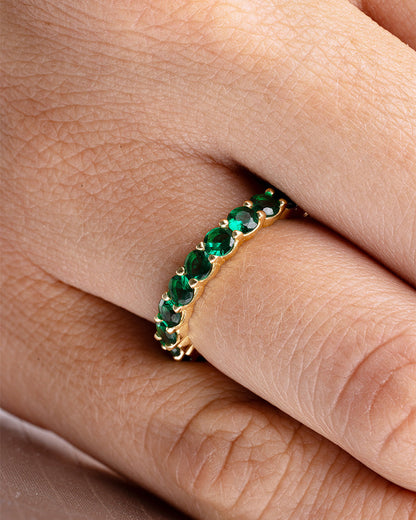 Sterling Silver Gracie Emerald CZ Eternity Ring