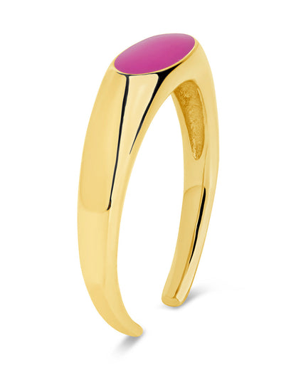 Sterling Silver Enamel Open Signet Ring