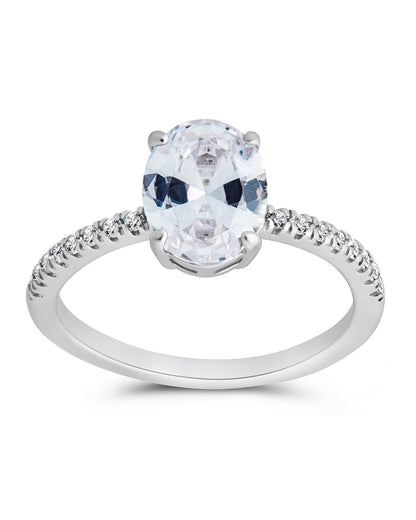 Sterling Silver Cubic Zirconia Oval Ring