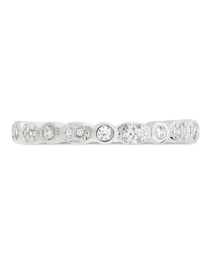 Sterling Silver CZ Bezel Band Ring