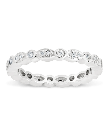Sterling Silver CZ Bezel Band Ring