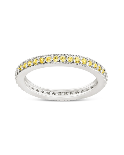 Sterling Silver 2.5mm Thin Canary CZ Band Ring