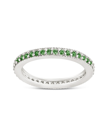 Sterling Silver 2.5mm Thin Emerald CZ Band Ring